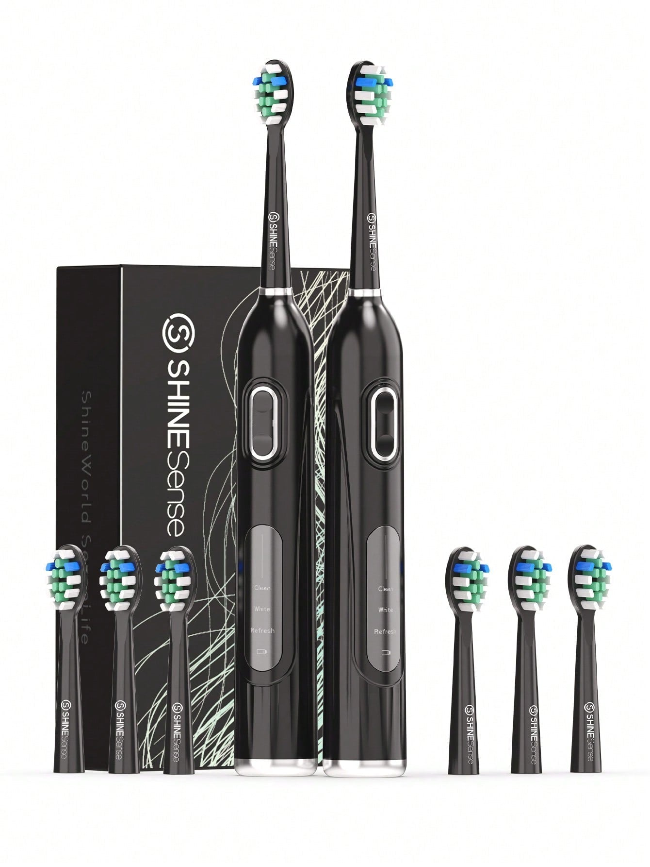 ShineSense Electric Toothbrush With 6 Brush Heads, USB Rechargeable, Power Sonic Toothbrush For Adult And Kid, IPX7 Waterproof