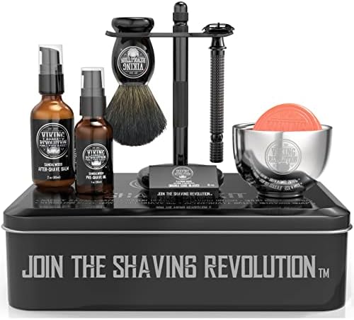 Luxury Safety Razor Shaving Kit - Includes Double Edge Safety Razor, Stand, Bowl, After-Shave Balm, Pre-Shave Oil, Badger Brush