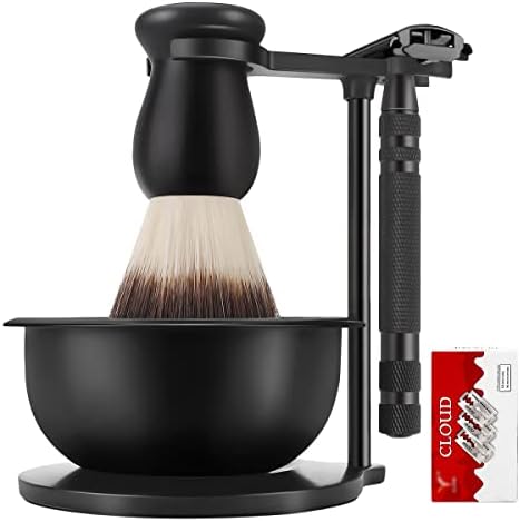PerPro Deluxe Shaving Kit for Men Wet Shave,Safety Razor with 10 Blade Refills, Friendly Shaving Brush,Heavyweight Base Shaving Stand,SUS304 Stainless Steel Soap Bowl