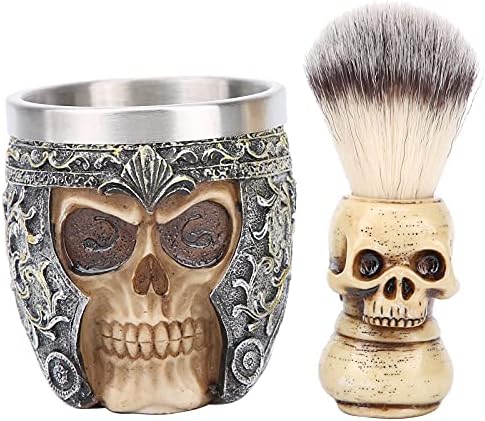 Dioche Men's Beard Shaving Set, Stainless Steel Shaving Bowl and Brush, Hair Shaving Brush and Mug Set for Men, Use for Hair Salon and Household