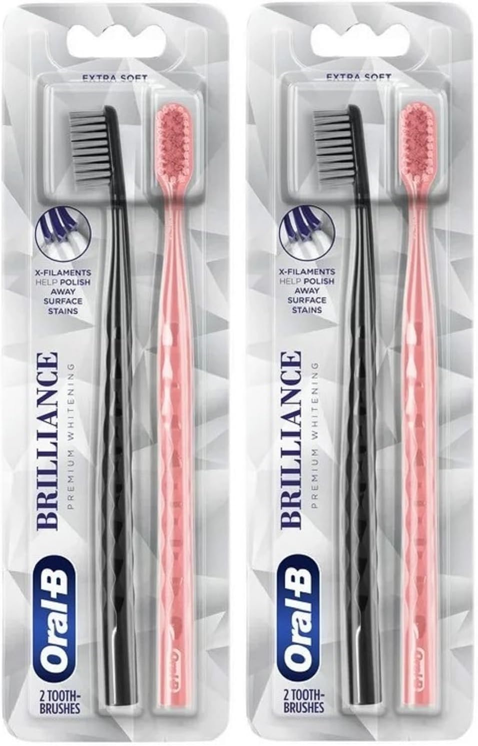 Oral-B Brilliance Whitening Toothbrush, Extra Soft, 2 Count (Pack of 2)