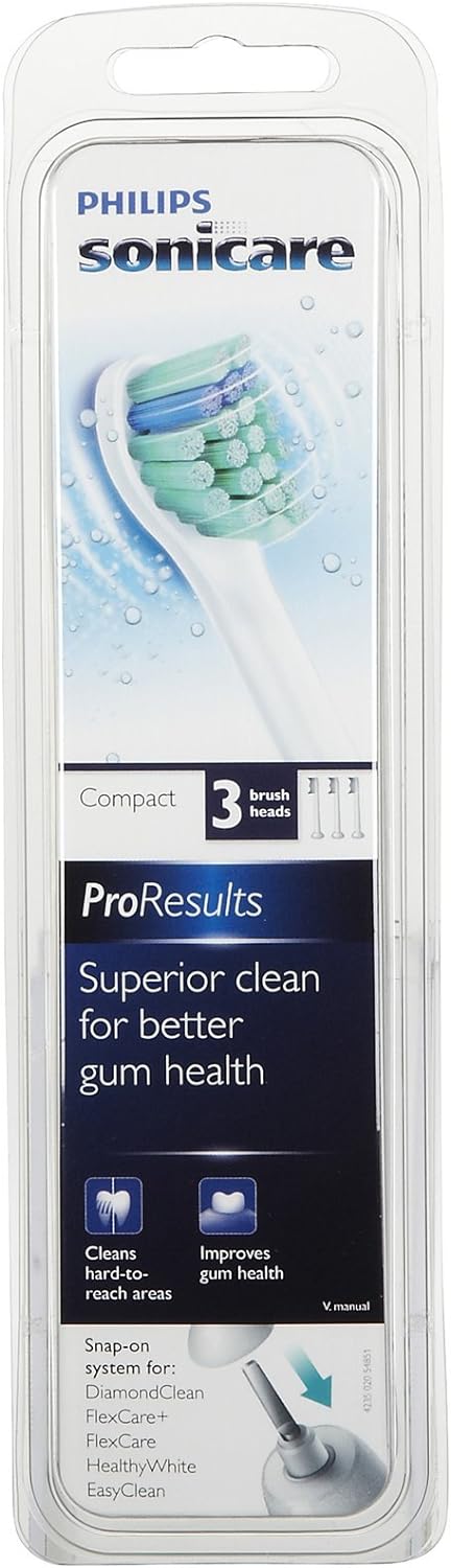 Philips Sonicare HX6023/64 Proresults Compact Brush Heads, 3 Pack