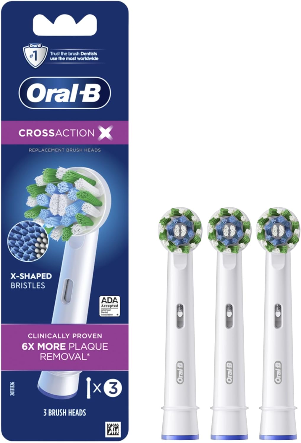 Oral-B Cross Action Electric Toothbrush Replacement Brush Heads Refill, 3 Count