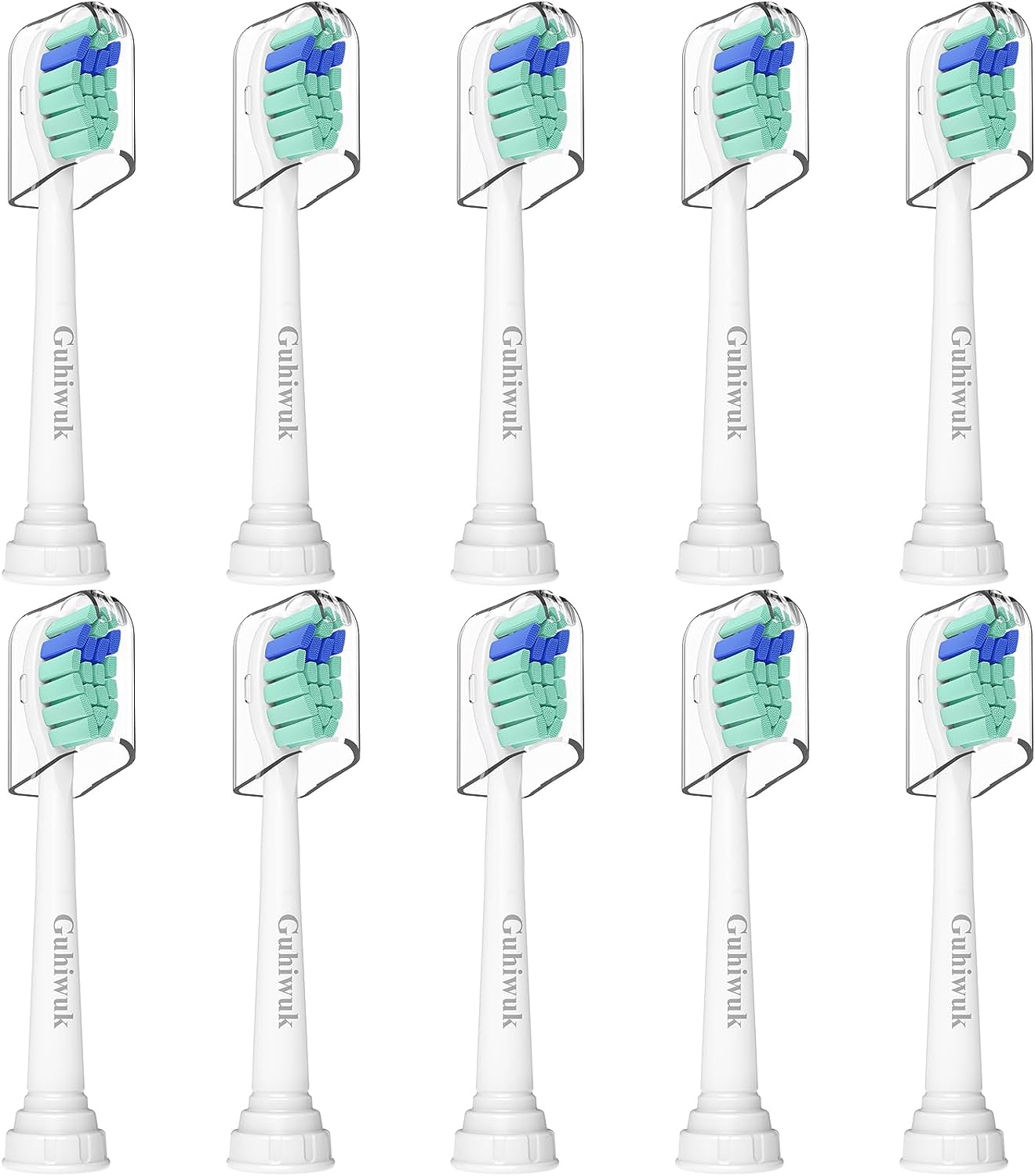 Guhiwuk Replacement Toothbrush Heads for Philips Sonicare Electric Toothbrush, Brush Heads Compatible with Phillips Sonicare Click-on Toothbrush Heads,10 Pack