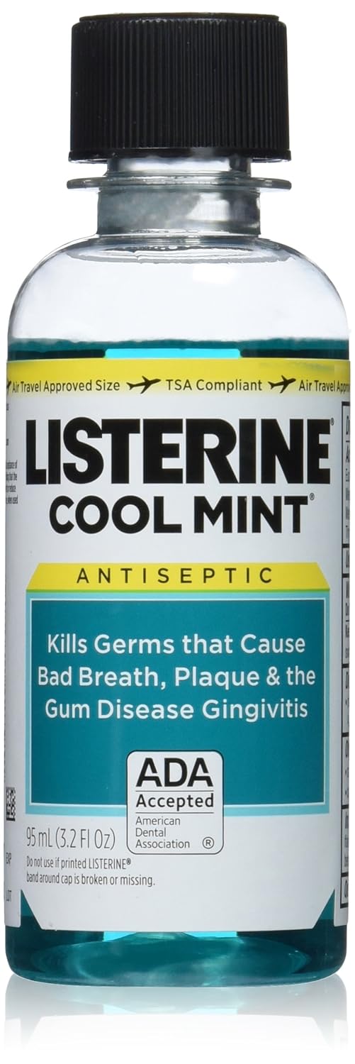 Listerine Adult Antiseptic Mouthwash, Cool Mint, 3.2 Ounce (Pack of 24)