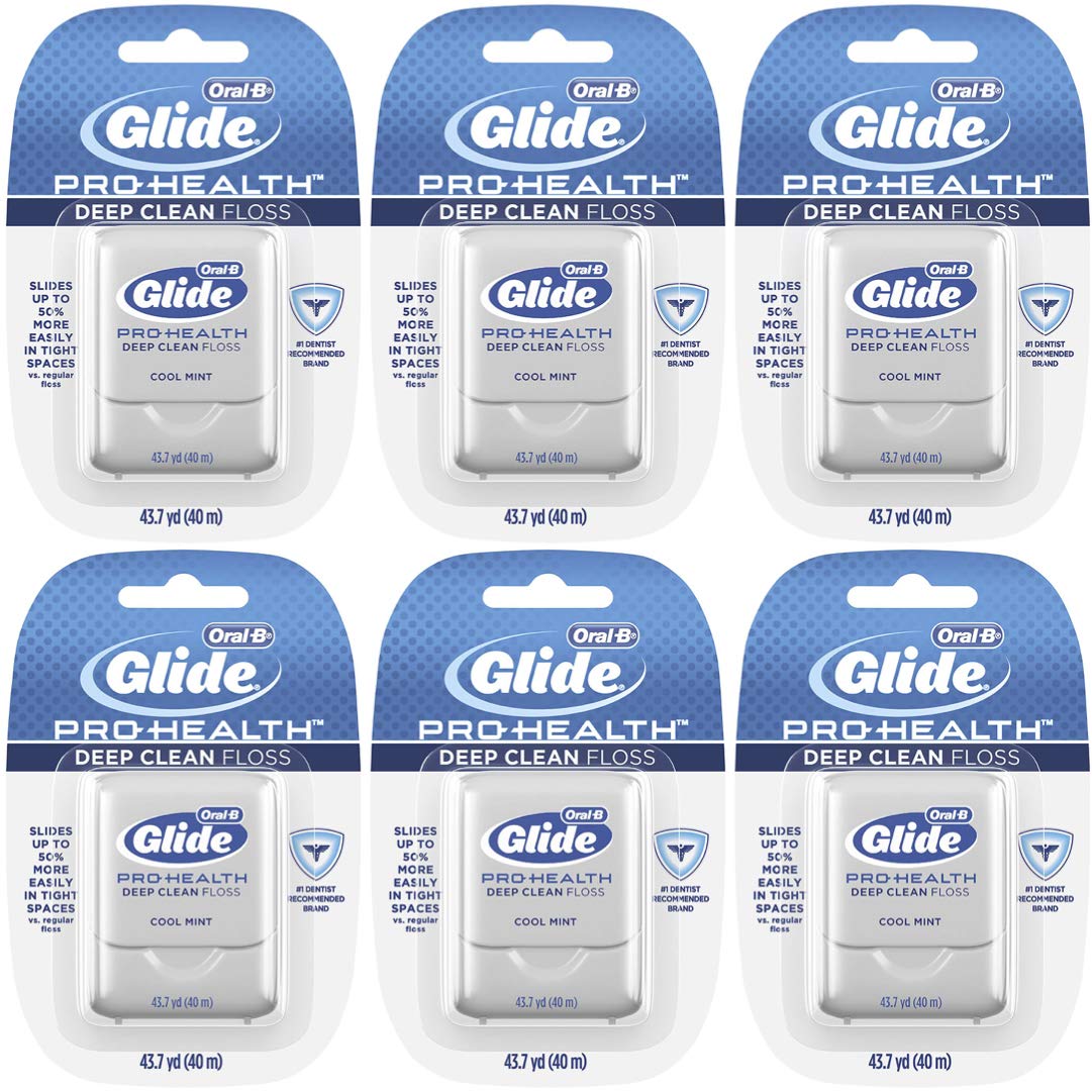 Oral-B Glide Pro-Health Dental Floss, Deep Clean, Cool Mint Flavor, 40 m (Pack of 6)