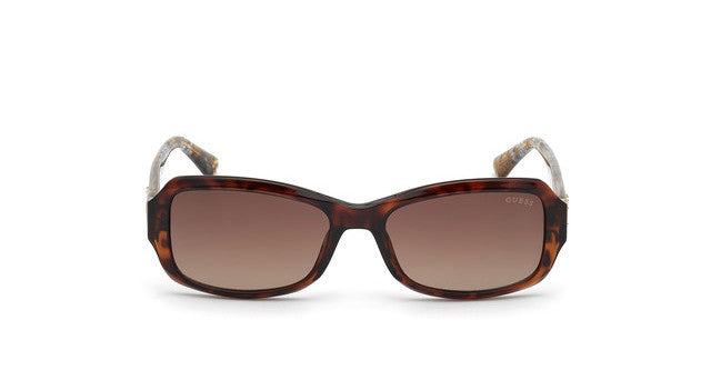 guess 7683 fashion designer eyewear optical prescription sunglasses glasses ladies women female plastic acetate classic traditional rectangular shape petite faces casual dressy elegant 52F dark brown havana tortoise front