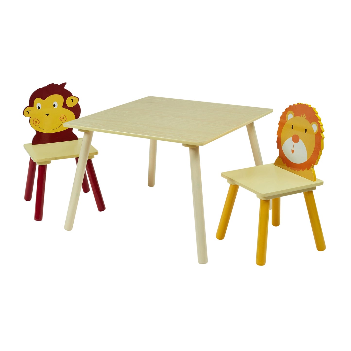 Liberty House Toys Kids Childrens Jungle Table and 2 Chairs Set | Monkey & Lion