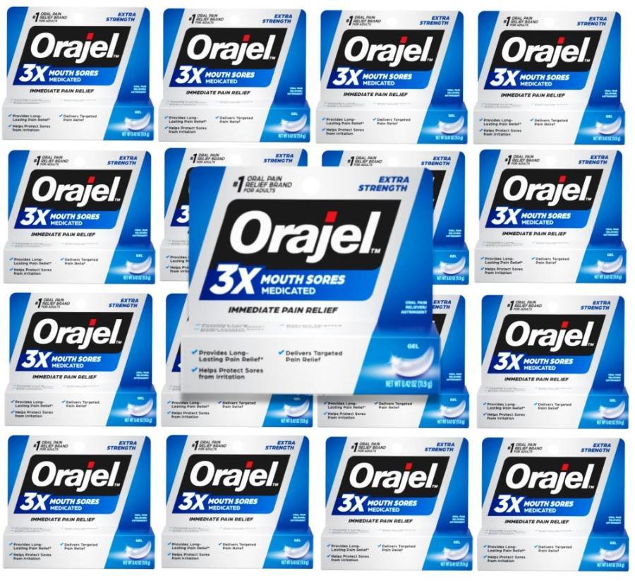 Orajel - Medicated Mouth Sores, Extra Strength, Gel - 0.42 oz - 24 Pack
