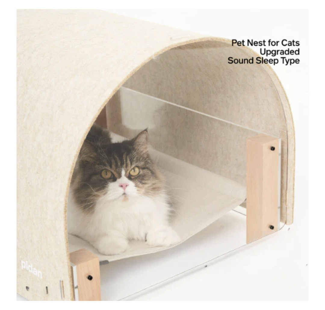 Pidan Acrylic Cat Haven with Integrated Scratch Board and Felt Covered Round Arch Roof
