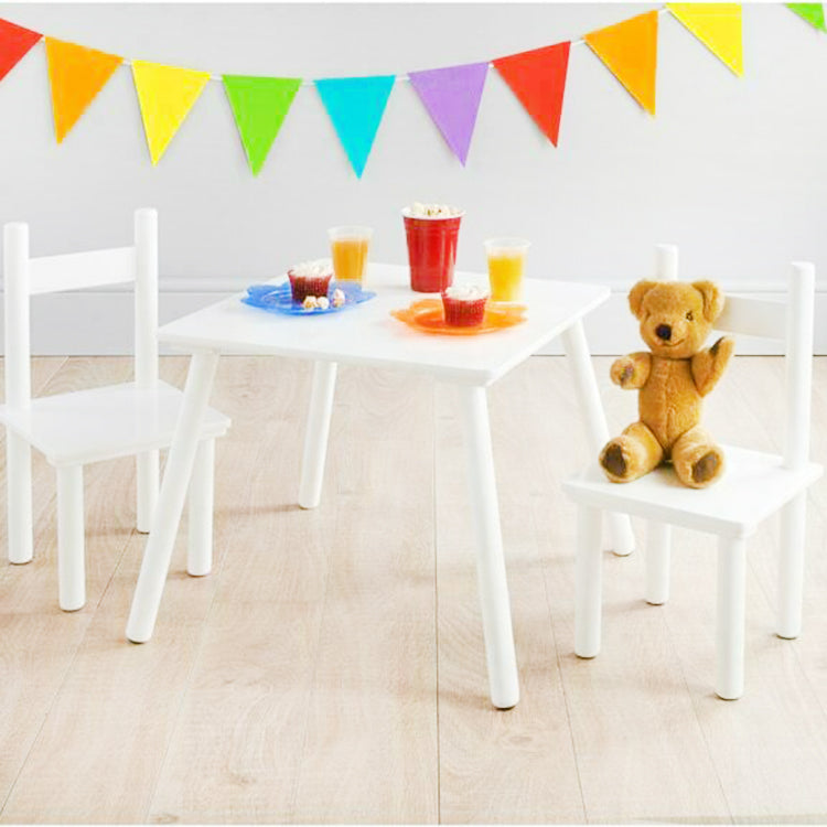 Kids Contemporary White Wooden Table and Chairs Set | 3 years+