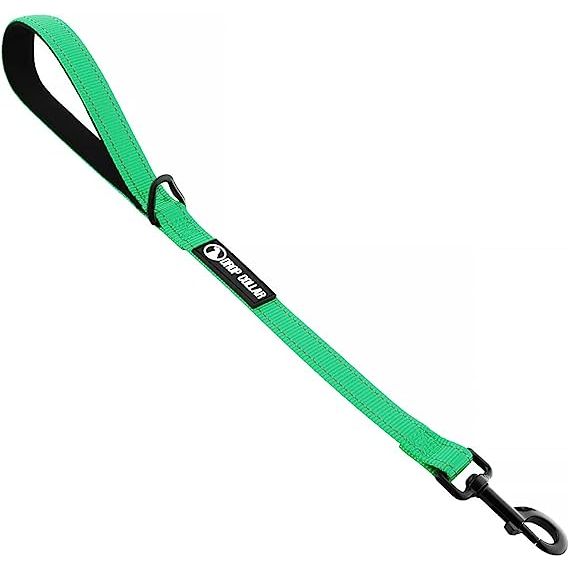 Drop Collar Reflective Nylon Leash with Sleek D-Ring for Accessories & Soft Padded Gel Handle for Comfort (Shorty)