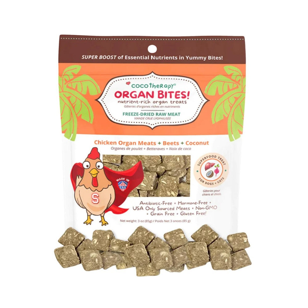Organ Bites! Raw Organ Meat Treat for Dogs & Cats - Chicken Organs and Beets and Coconut