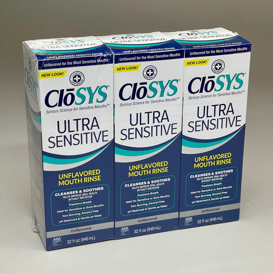 CLOSYS (3 PACK) Ultra Sensitive Mouth Rinse32oz per Bottle BB 09/25