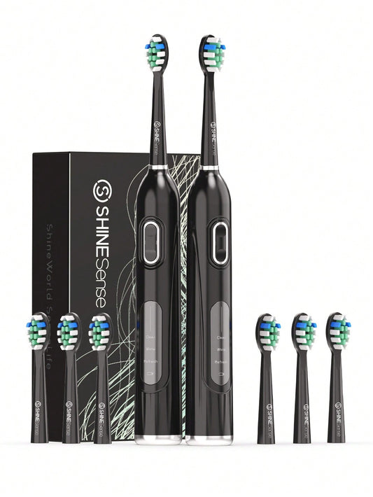 ShineSense Electric Toothbrush With 6 Brush Heads, USB Rechargeable, Power Sonic Toothbrush For Adult And Kid, IPX7 Waterproof
