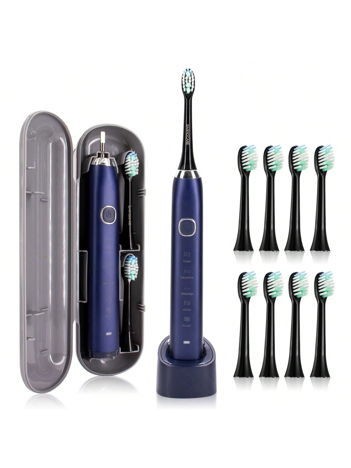 Electric Sonic Toothbrush Wireless Charging 8 Brush Heads Smart Ultrasonic Dental Teeth Whitening Rechargeable Adult Tooth Brush With Travel Box