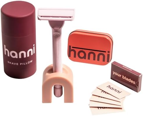 HANNI Shave Starter Set, Safety Razor + Blades + Shaving Gel, Shaver for Women, Womens Razors for Shaving, Women's Grooming, Hair Remover Gift Set for Smooth, Soft Skin, All Skin Types - Blush