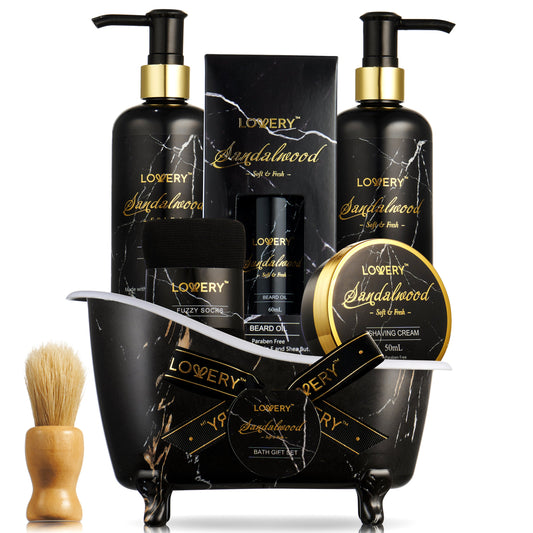 Luxe Sandalwood Self Care Grooming Kit - 10Pc Beard Set