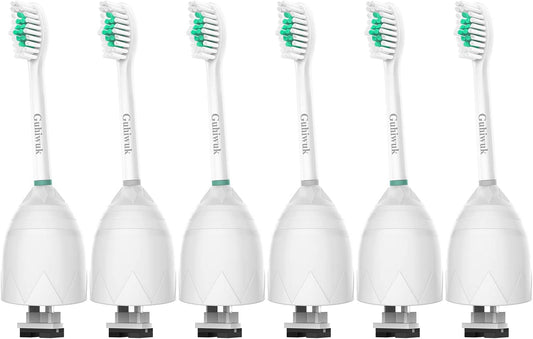 Guhiwuk Replacement Toothbrush Heads Compatible with Philips Sonicare E-Series, Essence, Advance, CleanCare, Elite and Xtreme Screw-on Electric Phillips Brush Handles, 6 Pack