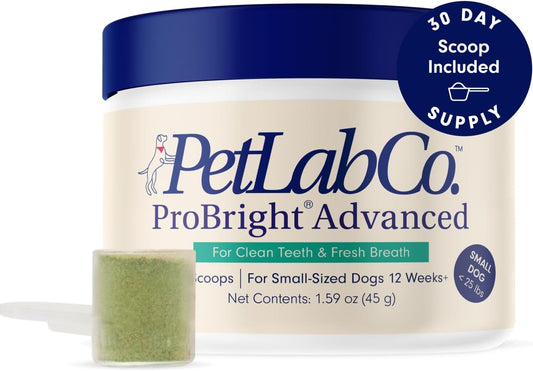 PetLab Co. ProBright Advanced Dental Powder - Dog Breath Freshener - Teeth Cleaning Made Easy – Targets Tartar & Bad Breath - Formulated for Small Dogs
