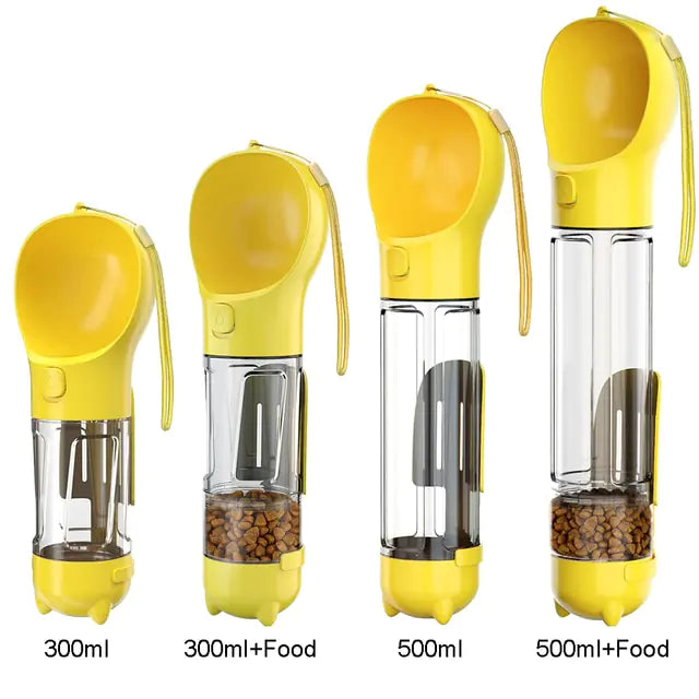Multifunction Water Food Pet Bottle Yellow 500ml with Food Box