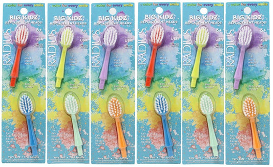 RADIUS Big Kidz Forever Brush Replacement Heads for Children, 6 Years and Up, BPA Free ADA Accepted for Growing Teeth and Gums, 2 Heads - Extra Soft