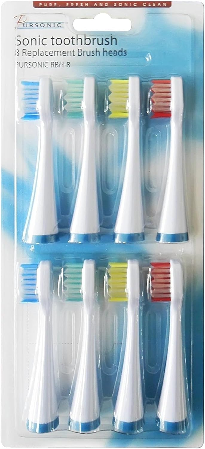 Pursonic 8 pack replacement Brush Heads, Replacement Brush heads for Models S430,S400,S450,S400,S625