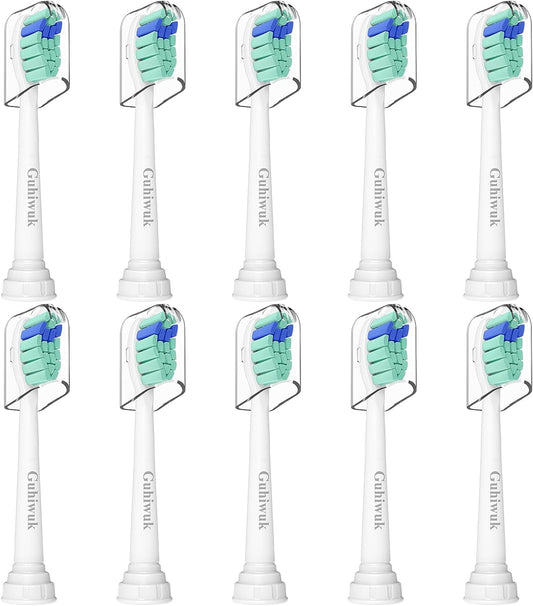 Guhiwuk Replacement Toothbrush Heads for Philips Sonicare Electric Toothbrush, Brush Heads Compatible with Phillips Sonicare Click-on Toothbrush Heads,10 Pack