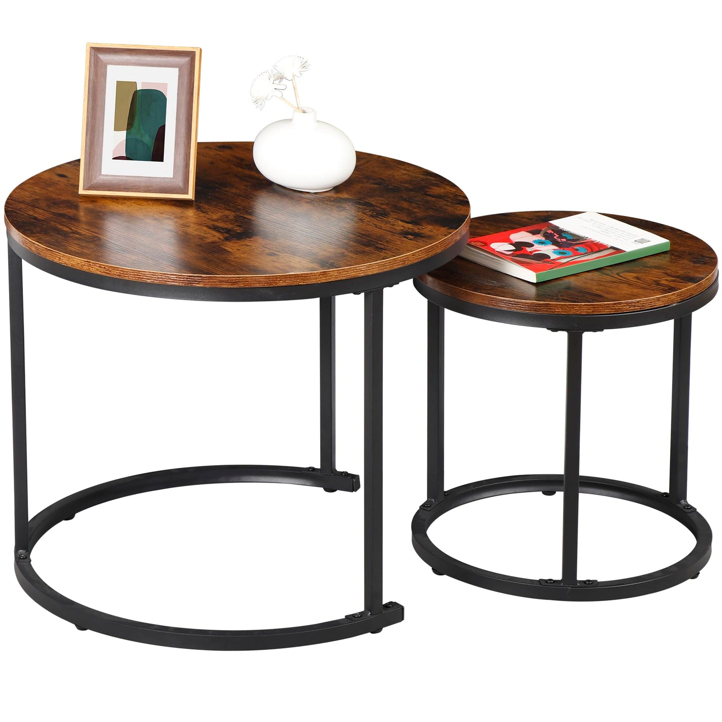 Nesting Coffee Table Modern End Table Set of 2 for Living Room Balcony