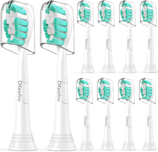 Ofashu Replacement Toothbrush Heads Compatible with Philips Sonicare Protectiveclean G2 C1 C2 4100 5100 6100 9024 6250, White, 10 Sonic Electric Brush Head