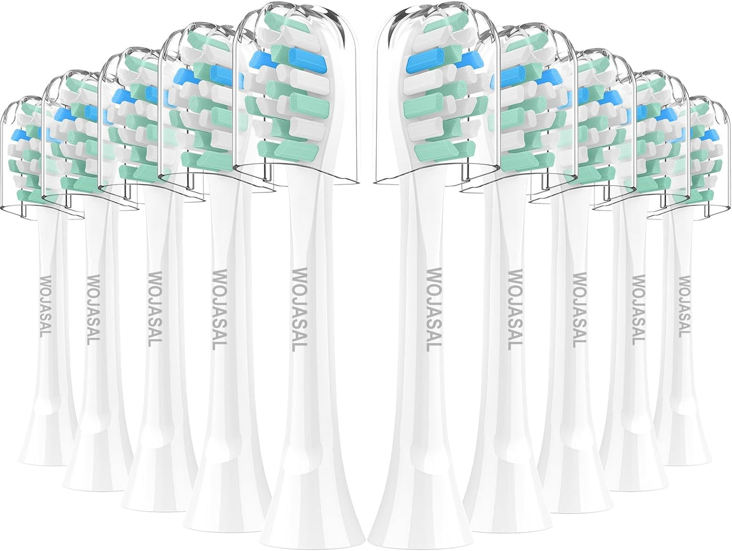Replacement Toothbrush Brush Heads Compatible with Philips Sonic Powered Tooth Brush Holder, for Philips Sonicare Head Snap on Toothbrushes for Plaque Removal, Pack of 10, White