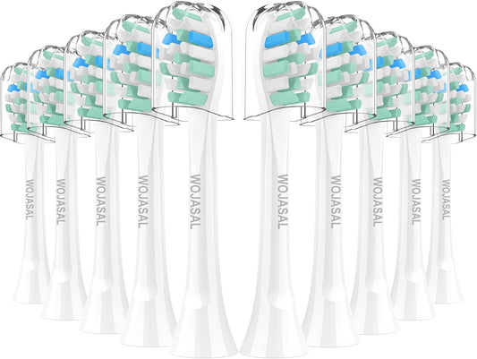 Replacement Toothbrush Brush Heads Compatible with Philips Sonic Powered Tooth Brush Holder, for Philips Sonicare Head Snap on Toothbrushes for Plaque Removal, Pack of 10, White