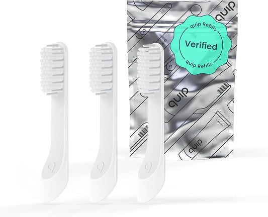 quip Verified Toothbrush Replacement Heads 3 Pack - Brush Head Refills for quip Electric Toothbrushes - Soft Bristles, Compact & Flexible - Last 3 Months Each
