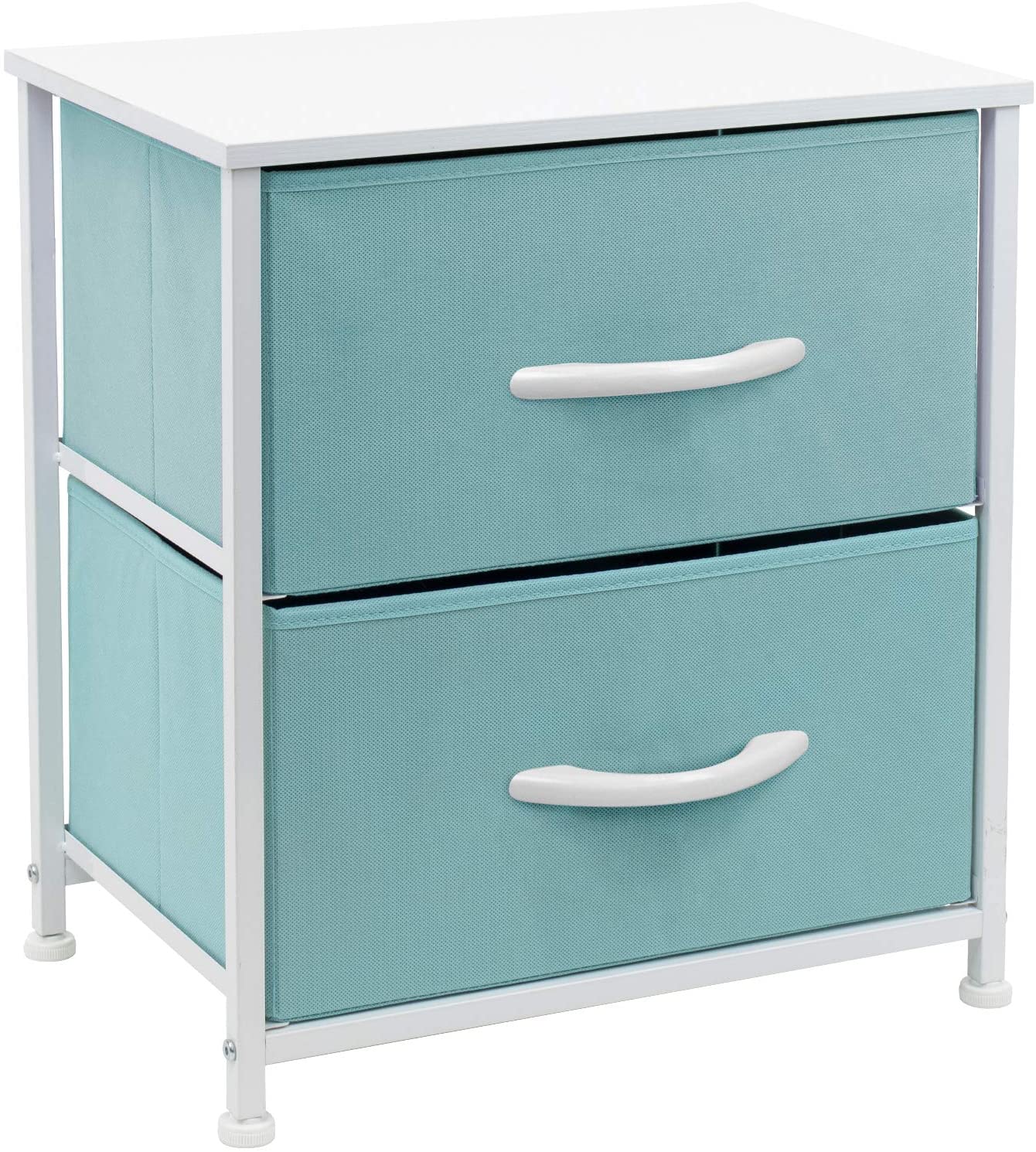 Nightstand Bedside Furniture Easy Pull Fabric Bins (2-Drawer, Pastel Pink)