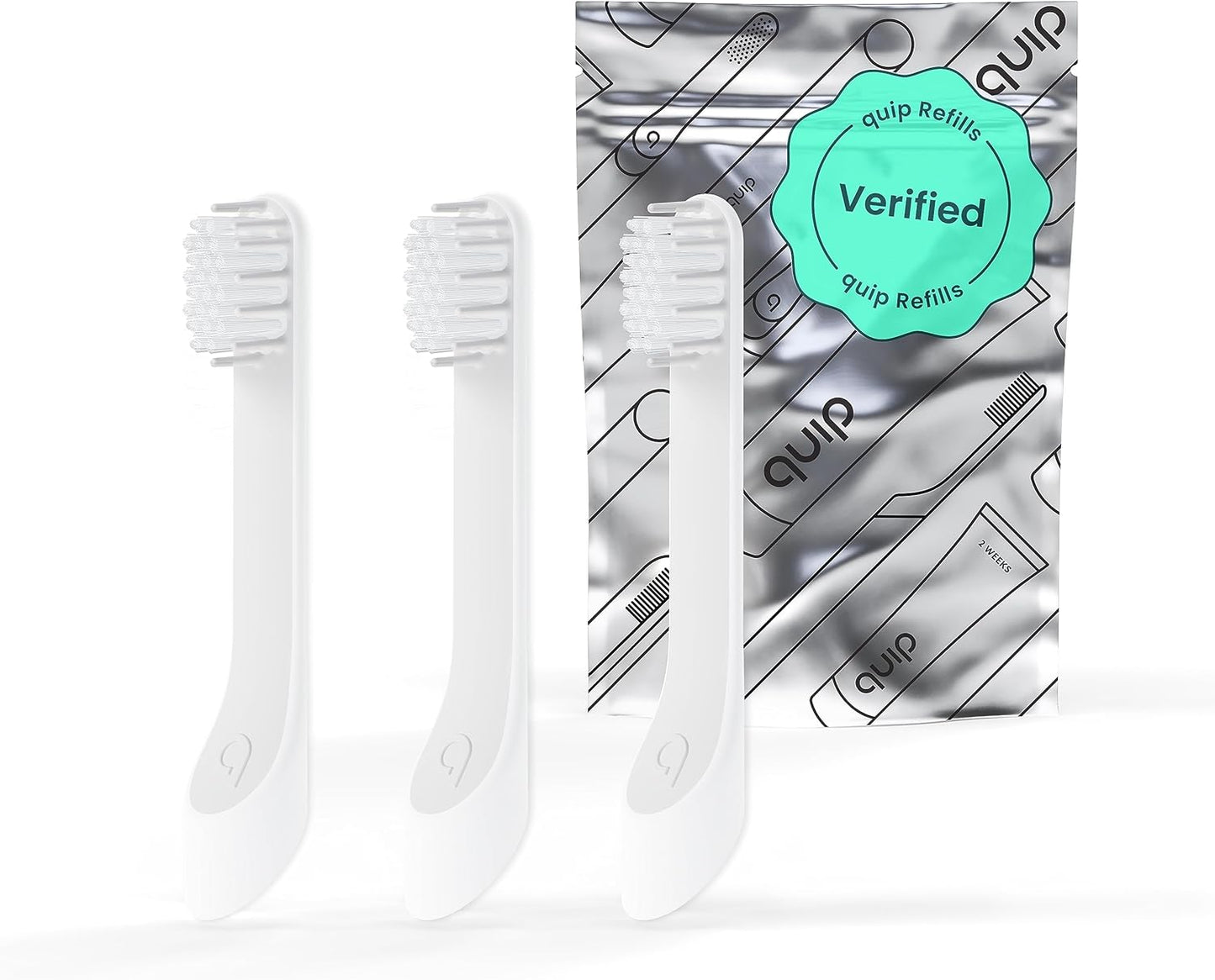 quip Verified Toothbrush Replacement Heads 3 Pack - Kids or Adults - Small Brush Head Refills for quip Electric Toothbrushes - Soft Bristles, Compact & Flexible - Last 3 Months Each