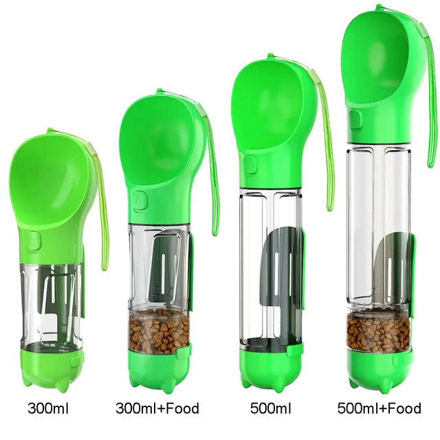 Multifunction Water Food Pet Bottle Green 300ml with Food Box