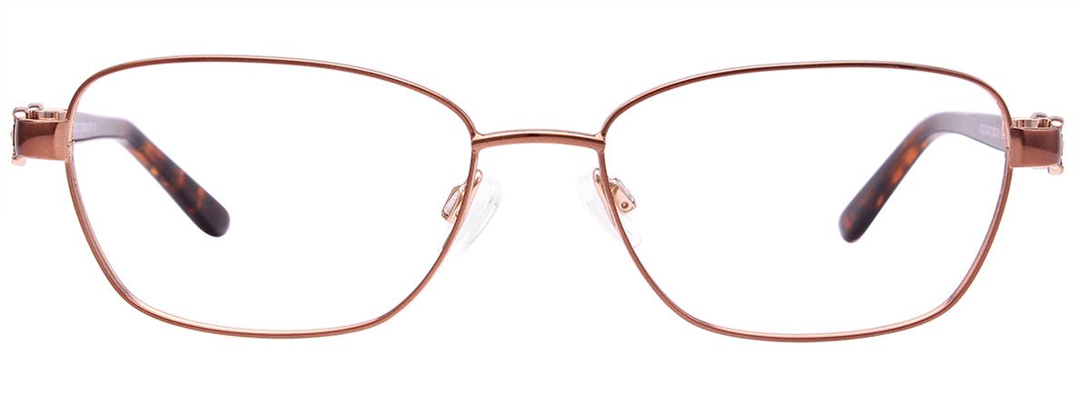 easyclip ec437 aspex eyewear stainless steel full metal rim shiny brown classic silhouette elegant temples ladies women fashion front