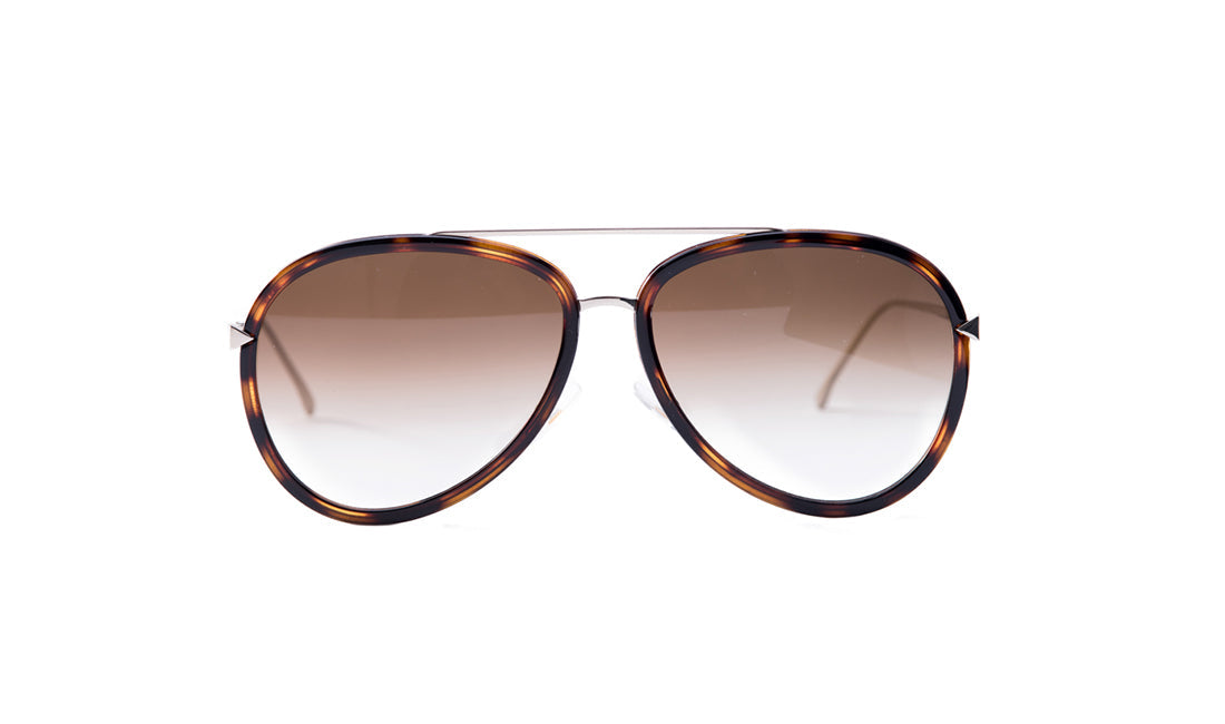 Sunglasses Fendi FF0155S Aviator, Fendi, Havana, Large, Metal, Non-Polarized, Plastic, Prescription, Sunglasses, Womens