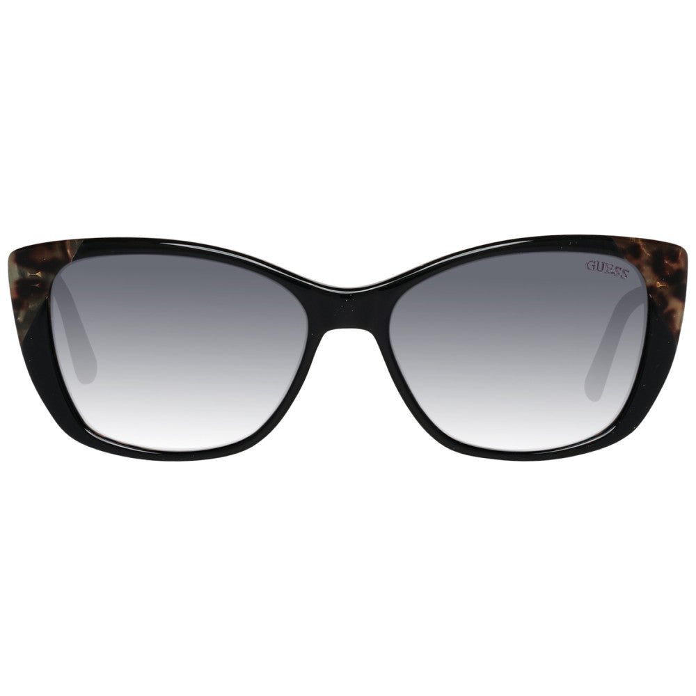 Guess 7511 fashion designer optical sunglasses cat eye subtle upswept attractive alluring daring bold dressy sophisticated ladies women female 05B shiny black gradient grey tint lens front