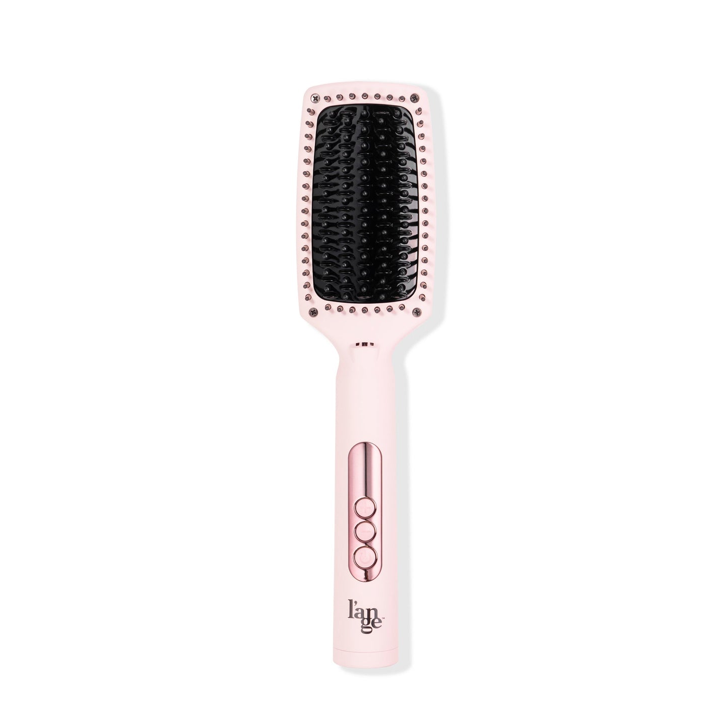 Blush curve straightening brush with black ceramic bristles, digital LCD Display, soft rubber finish