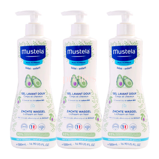 Mustela Gentle Cleansing Gel (Hair and Body) 500ml x 3pcs (035754)