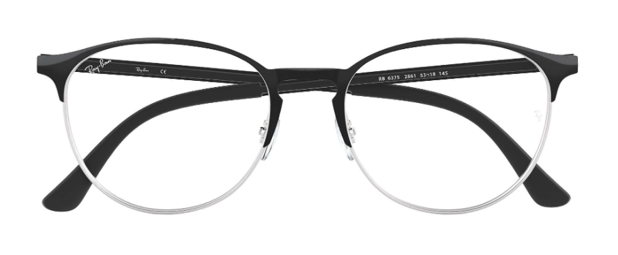 ray ban 6375 optical prescription eyewear glasses unisex traditional classic round circular shape modern trendy bold full rim black silver grey