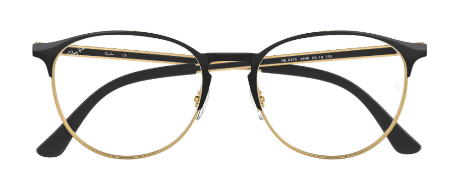 ray ban 6375 optical prescription eyewear glasses unisex traditional classic round circular shape modern trendy bold full rim black gold
