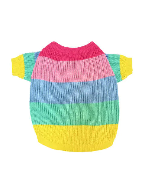 Puppy Knitted Rainbow Sweater Rainbow L 14-18g