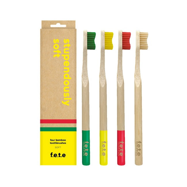 f.e.t.e Stupendously Soft Four Bamboo Toothbrushes 4pk