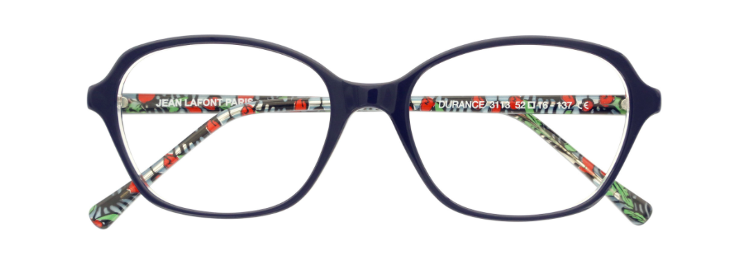 lafont durance handmade in france plastic acetate ladies female women optical eyewear glasses prescription square shape basic fun conservative navy blue cherry inside front