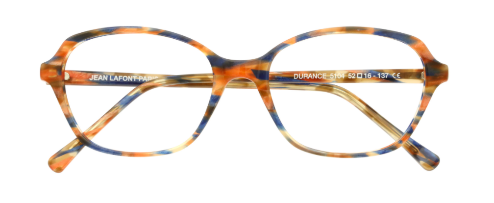 lafont durance handmade in france plastic acetate ladies female women optical eyewear glasses prescription square shape basic fun funky colourful modern artwork blue brown tortoise 5104 front
