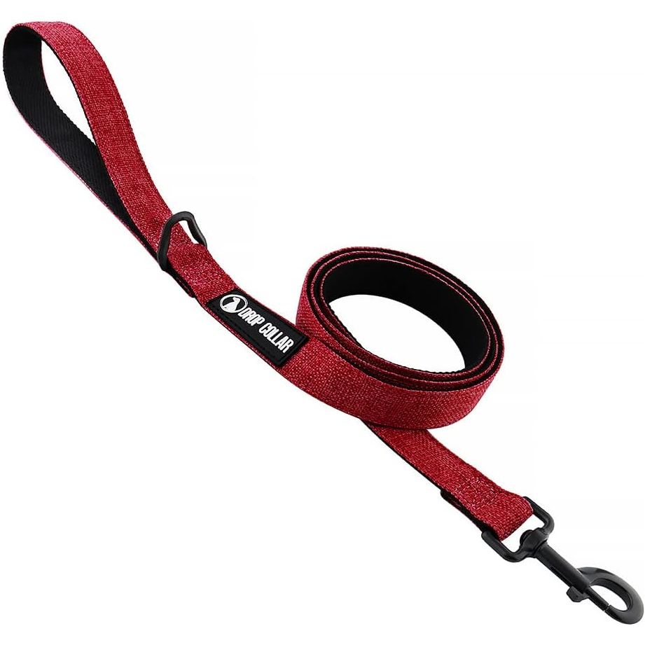 Drop Collar Natural Material Leash with Sleek D-Ring for Accessories & Soft Padded Gel Handle for Comfort (Long)