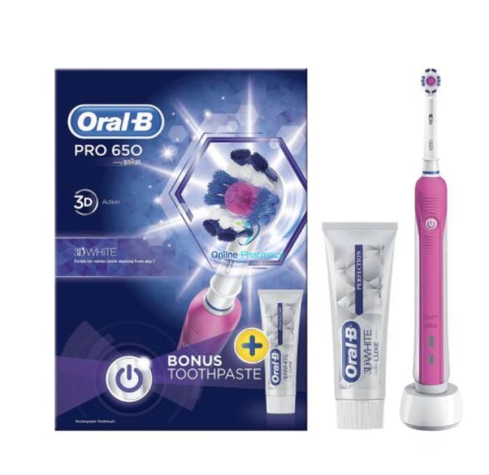 Oral B Pro 650 Cross Action Pink Toothbrush