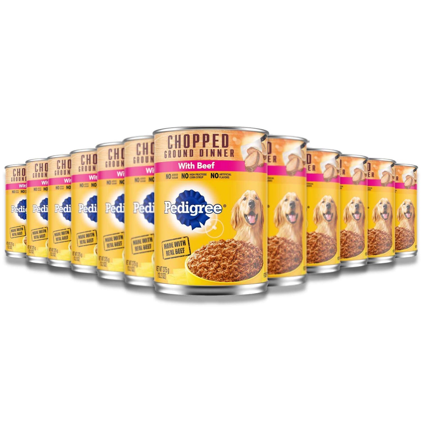 Pedigree - Chopped Ground Dinner Adult Canned Soft Wet Dog Food with Beef - 13.2 Oz Cans - 12 Pack